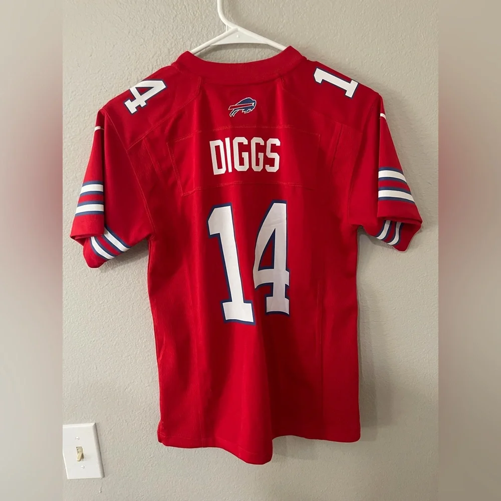 Nike Blue and Red - Bills - Jersey - Diggs - 14 - Youth Medium